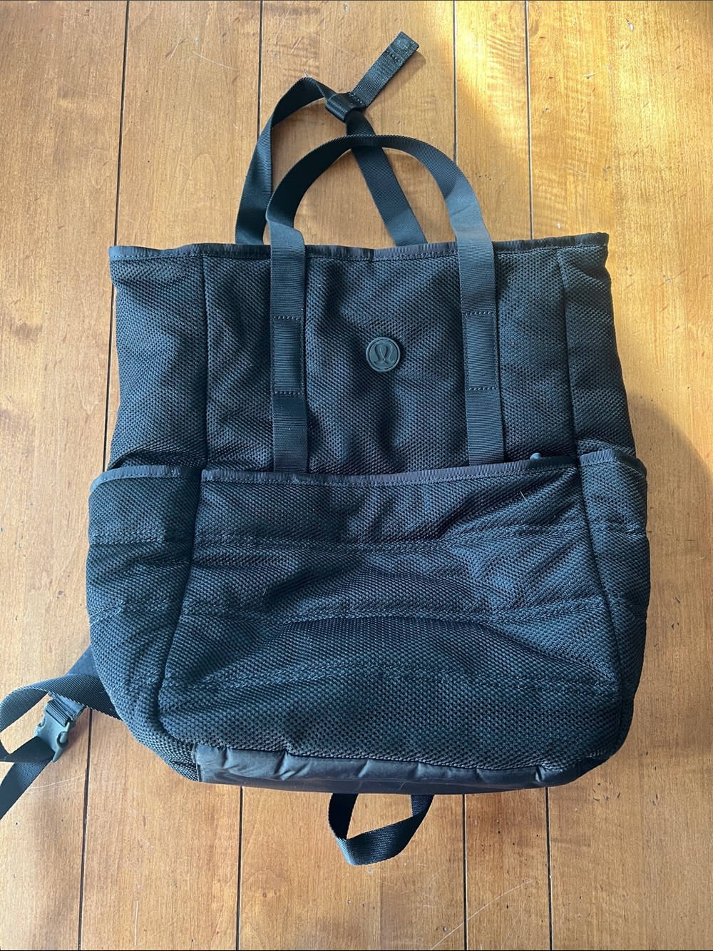 lululemon athletica Black Mesh Backpack Tote